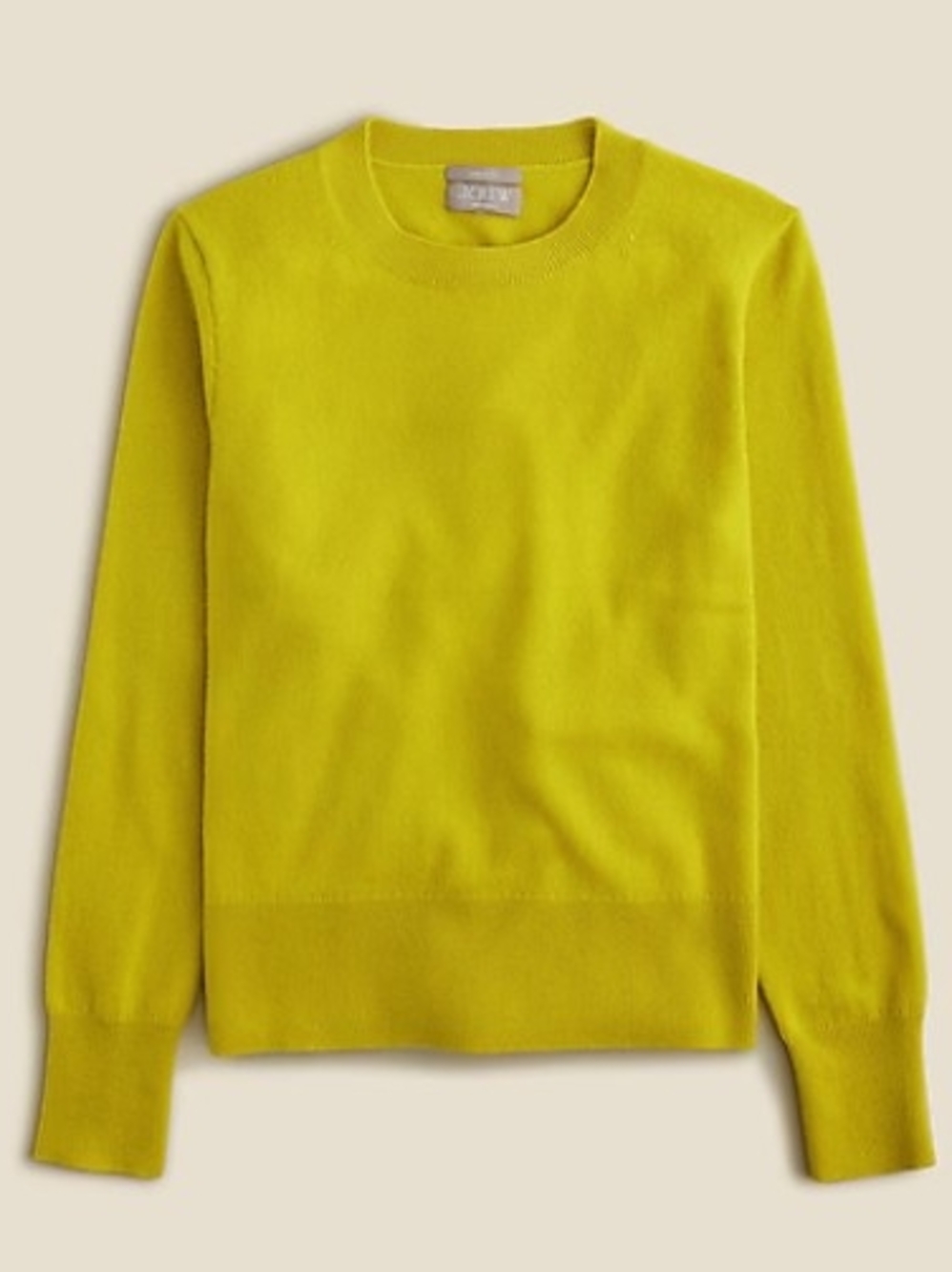 J.Crew Cashmere Classic-Fit Crewneck Sweater Burnished Chartreuse XL Yellow